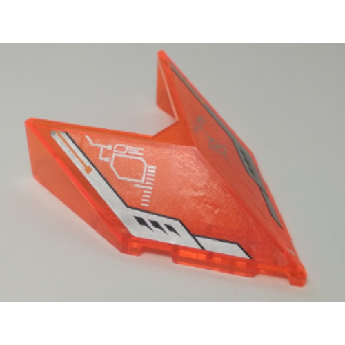 Деталь LEGO 22483pb001 Windscreen 6 x 4 x 1 1/3 Pointed with Silver Circuitry and Black Vents Pattern on Both Sides (Stickers) - Set 70348