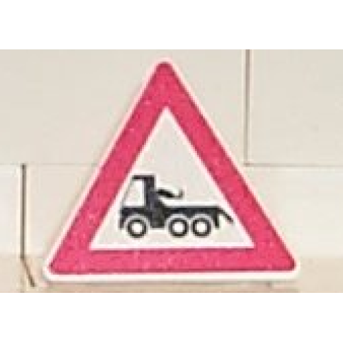Деталь LEGO 892pb008 Road Sign 2 x 2 Triangle with Clip with Red Border and Black Tow Truck Pattern