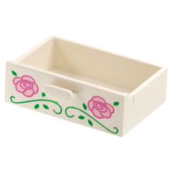 Container, Cupboard 2 x 3 Drawer with Flower and Vine Pattern