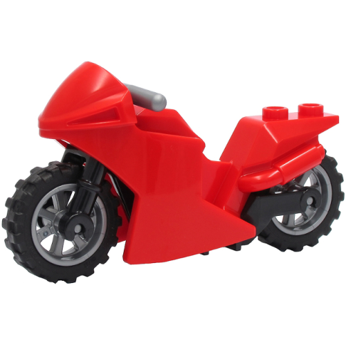 Деталь LEGO 18895c16 Motorcycle Sport Bike with Black Frame, Flat Silver Wheels and Handlebars - Red
