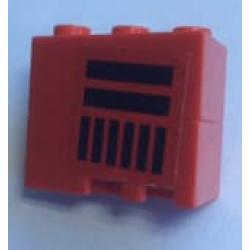 Stickered Assembly 3 x 2 x 2 with 2 Black Horizontal and 6 Vertical Stripes Pattern Model Right Side (Sticker) - Set 2556 - 2 Wedge 3 x 2 Left