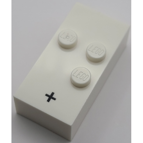 Деталь LEGO 65550pb03 Brick, Braille 2 x 4 with 3 Studs with Black Plus Sign (+) Pattern (dots-256 ⠲) (Swedish)