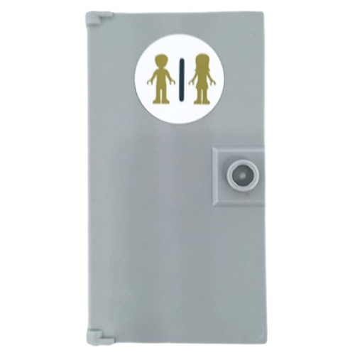 Деталь LEGO 60616pb109 Door 1 x 4 x 6 with Stud Handle with Gold Male and Female Mini Dolls Silhouettes (Unisex Restroom) Pattern (Sticker) - Set 41448