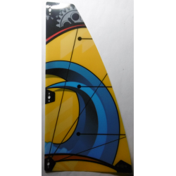 Plastic Part for Set 42074 - Bright Light Orange Sail with Dark Azure Waves, Red Stripes, and Dark Bluish Gray Technic Gears Pattern
