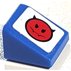 Slope 30 1 x 1 x 2/3 with Red Devil Smiley Pattern Model Left (Sticker) - Set 8120