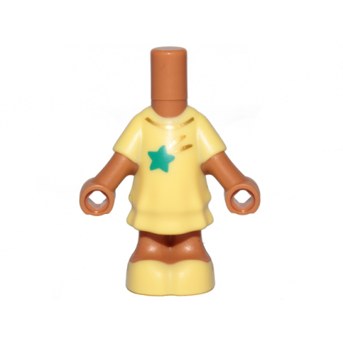 Деталь LEGO 69969pb02 Micro Doll, Body with Molded Bright Light Yellow Short Layered Dress and Shoes and Printed Dark Turquoise Shooting Star and Gold Collar Pattern