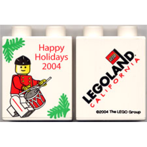 Деталь LEGO 4066pb139 Duplo, Brick 1 x 2 x 2 with Happy Holidays 2004 Pattern