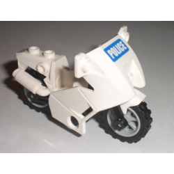 Motorcycle City with Black Chassis, LBG Wheels and Fairing with 'POLICE' on Blue Background Pattern (Sticker) - Sets 7235-2 / 7744 Motorcycle City with Black Chassis, LBG Wheels and Fairing with 'POLICE' on Blue Background Pattern (Sticker) - Sets 7235-2 / 7744