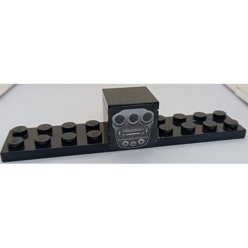 Деталь LEGO BA360pb01 Stickered Assembly 10 x 2 x 1 2/3 with Ferrari Centre Console with Radio, Air Vents and Dials Pattern (Sticker) - Set 8671 - 1 Plate 2 x 10, 1 Brick 2 x 2, 1 Tile 2 x 2