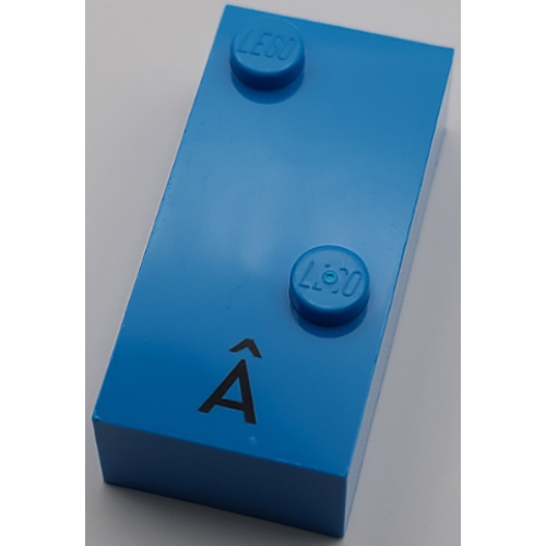 Деталь LEGO 60305pb04 Brick, Braille 2 x 4 with 2 Studs with Black Capitol Letter A with Circumflex (Â) Pattern (dots-16 ⠡) (Portuguese)