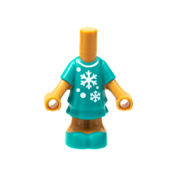 Micro Doll, Body with Molded Dark Turquoise Short Layered Dress and Shoes and Printed White Snowflakes, Dots, and Collar Pattern Micro Doll, Body with Molded Dark Turquoise Short Layered Dress and Shoes and Printed White Snowflakes, Dots, and Collar Pattern
