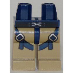 Hips and Dark Tan Legs with Dark Blue Straps and Silver Buckles Pattern