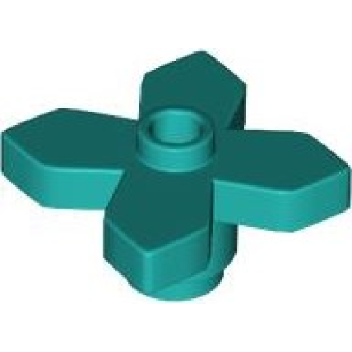 Деталь LEGO 4727 Plant Flower 2 x 2 Leaves - Angular - Dark Turquoise