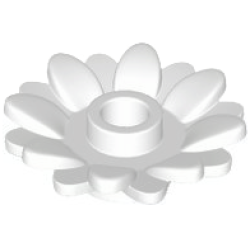 Plant Flower 2 x 2 Round with 16 Petals (Sunflower) with Open Stud - White Plant Flower 2 x 2 Round with 16 Petals (Sunflower) with Open Stud - White