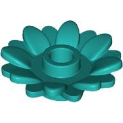 Plant Flower 2 x 2 Round with 16 Petals (Sunflower) with Open Stud - Dark Turquoise Plant Flower 2 x 2 Round with 16 Petals (Sunflower) with Open Stud - Dark Turquoise