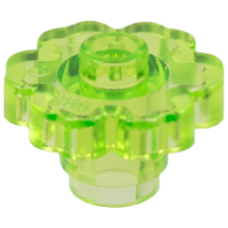Plant Flower 2 x 2 Rounded - Open Stud - Trans-Light Bright Green