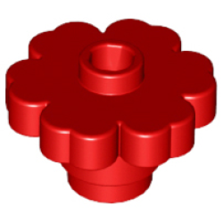 Plant Flower 2 x 2 Rounded - Open Stud - Red