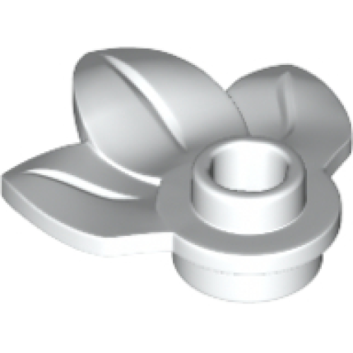 Деталь LEGO 32607 Plant Plate, Round 1 x 1 with 3 Layered Leaves - White