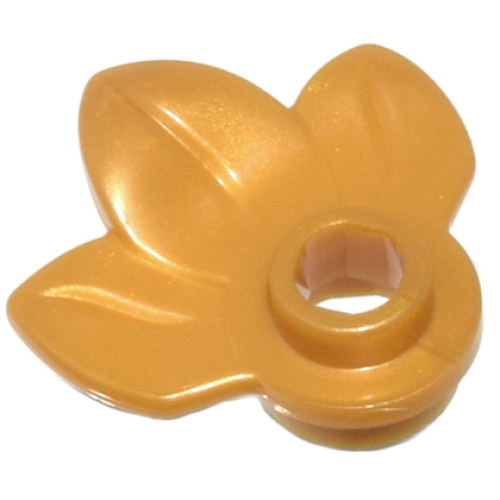 Деталь LEGO 32607 Plant Plate, Round 1 x 1 with 3 Layered Leaves - Pearl Gold