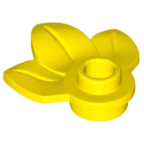Деталь LEGO 32607 Plant Plate, Round 1 x 1 with 3 Layered Leaves - Yellow