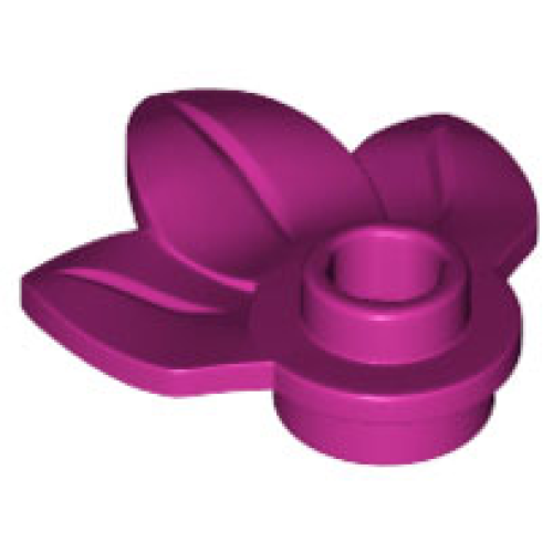 Деталь LEGO 32607 Plant Plate, Round 1 x 1 with 3 Layered Leaves - Magenta