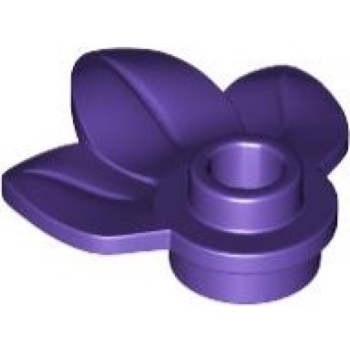 Деталь LEGO 32607 Plant Plate, Round 1 x 1 with 3 Layered Leaves - Dark Purple