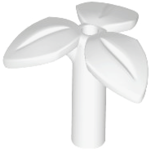 Деталь LEGO 37695 Plant Stem with Bar, 3 Leaves, and Small Pin Hole - White