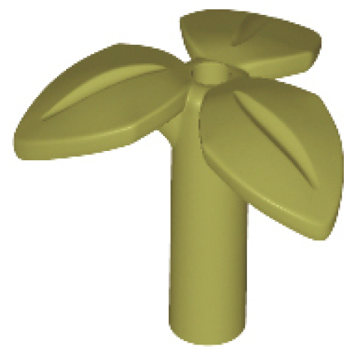 Деталь LEGO 37695 Plant Stem with Bar, 3 Leaves, and Small Pin Hole - Olive Green