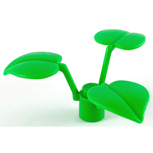 Деталь LEGO x8 Plant Stem with Stud and 3 Large Leaves - Bright Green