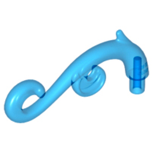 Деталь LEGO 28870 Plant Stem, Curved with Bar, Thorns, and Swirls - Trans-Dark Blue