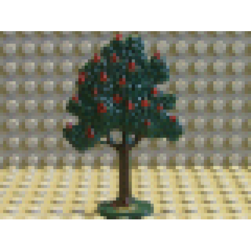 Деталь LEGO FTFruitA Plant, Tree Flat Fruit Painted with Solid Base with Painted Apples - Dark Green