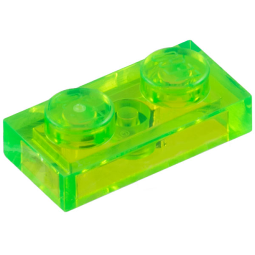Деталь LEGO 3023 Plate 1 x 2 - Trans-Bright Green