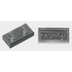 Plate 1 x 2 with Flat Bottom Pin - Black