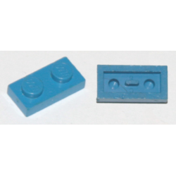 Plate 1 x 2 with Flat Bottom Pin - Blue