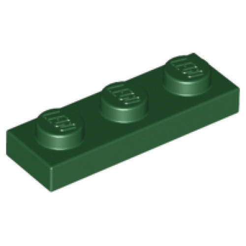 Деталь LEGO 3623 Plate 1 x 3 - Dark Green
