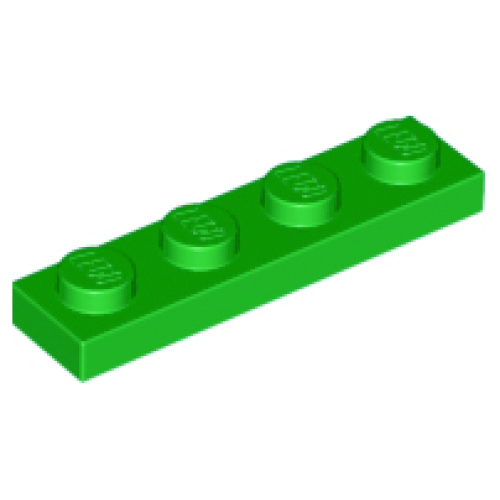 Деталь LEGO 3710 Plate 1 x 4 - Bright Green