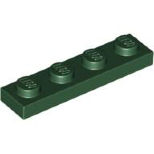Деталь LEGO 3710 Plate 1 x 4 - Dark Green