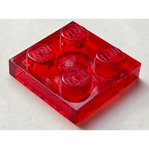 Деталь LEGO 3022 Plate 2 x 2 - Trans-Red
