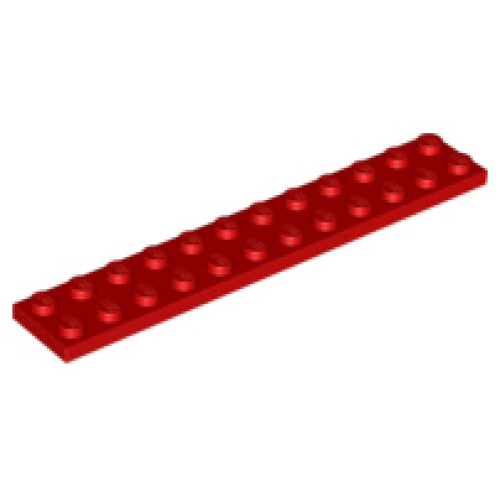 Деталь LEGO 2445 Plate 2 x 12 - Red