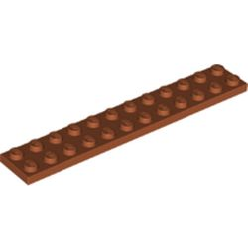 Деталь LEGO 2445 Plate 2 x 12 - Dark Orange