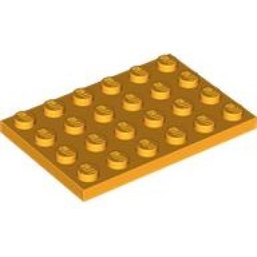 Деталь LEGO 3032 Plate 4 x 6 - Bright Light Orange