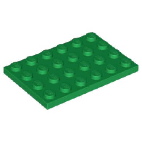 Деталь LEGO 3032 Plate 4 x 6 - Green