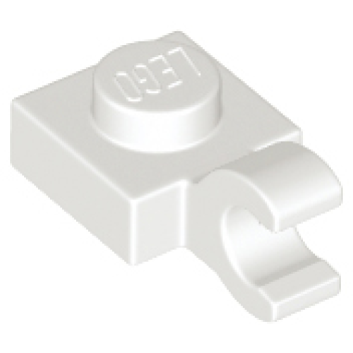 Деталь LEGO 61252 Plate, Modified 1 x 1 with Open O Clip (Horizontal Grip) - White