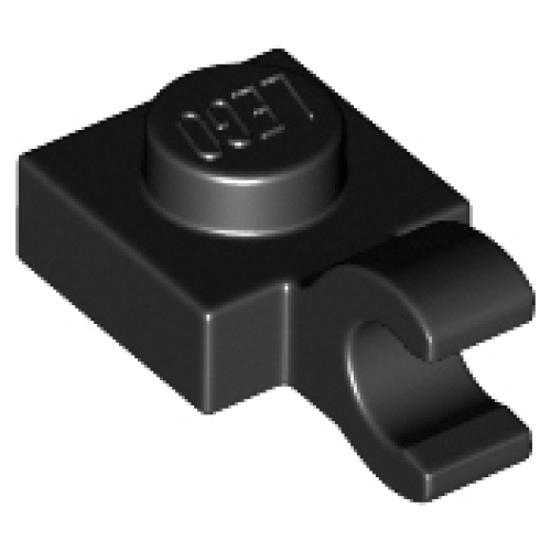 Деталь LEGO 61252 Plate, Modified 1 x 1 with Open O Clip (Horizontal Grip) - Black