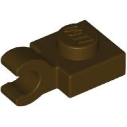 Plate, Modified 1 x 1 with Open O Clip (Horizontal Grip) - Dark Brown