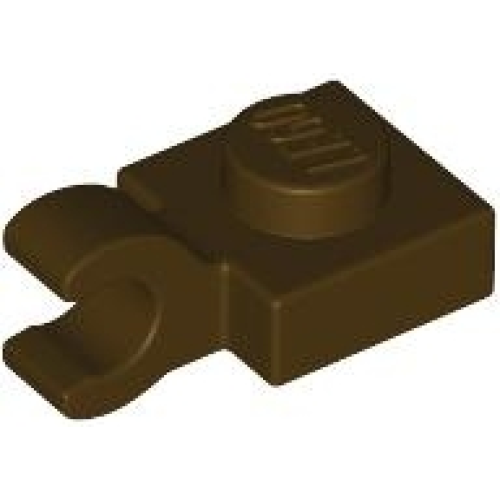 Деталь LEGO 61252 Plate, Modified 1 x 1 with Open O Clip (Horizontal Grip) - Dark Brown