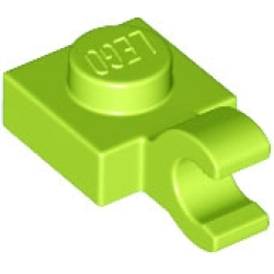 Plate, Modified 1 x 1 with Open O Clip (Horizontal Grip) - Lime