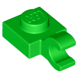 Plate, Modified 1 x 1 with Open O Clip (Horizontal Grip) - Bright Green
