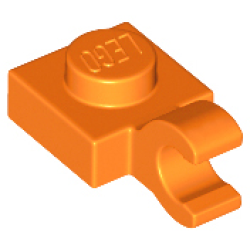 Plate, Modified 1 x 1 with Open O Clip (Horizontal Grip) - Orange