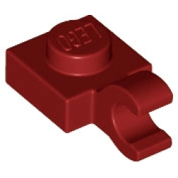 Plate, Modified 1 x 1 with Open O Clip (Horizontal Grip) - Dark Red
